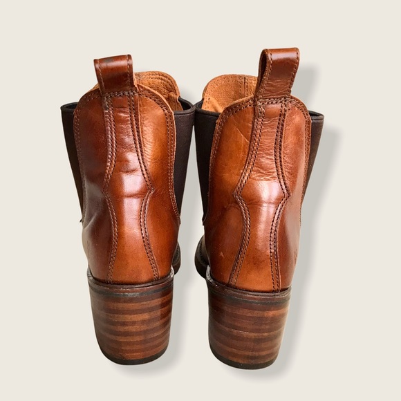 Frye Sabrina Chelsea Cognac Leather Ankle Booties - Picture 12 of 16